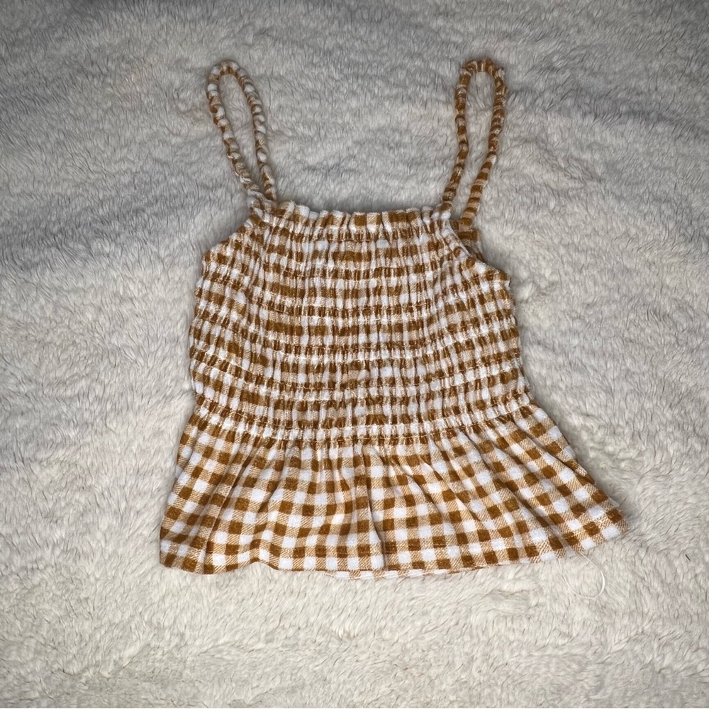 SO White and Yellow Smocked Camisole Top